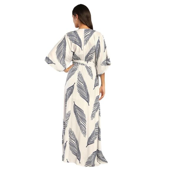 Lulus Sign of the Times White and Navy Blue Leaf Print Maxi Dress - Size XS - Picture 7 of 8